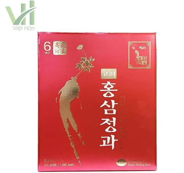 <em>Mặt trước sản phẩm hồng sâm củ tẩm mật ong KGS 300g Hàn Quốc 6 năm tuổi</em>