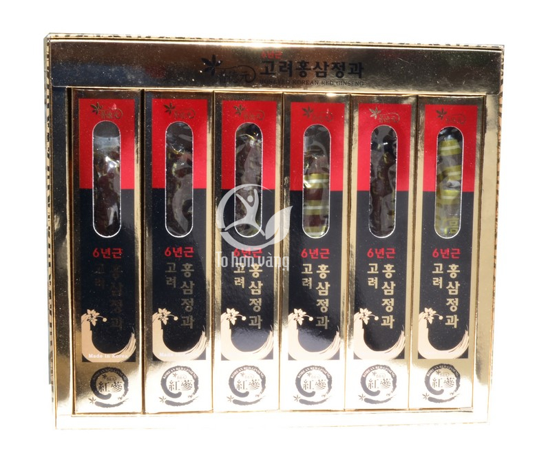 Hình ảnh bên trong hộp Hồng Sâm Củ Tẩm Mật Ong Sambok 300g x 6 củ Hàn Quốc