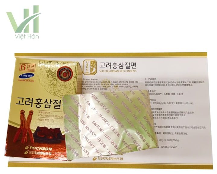 Sản phẩm hồng sâm lát tẩm mật ong Pocheon Hàn Quốc