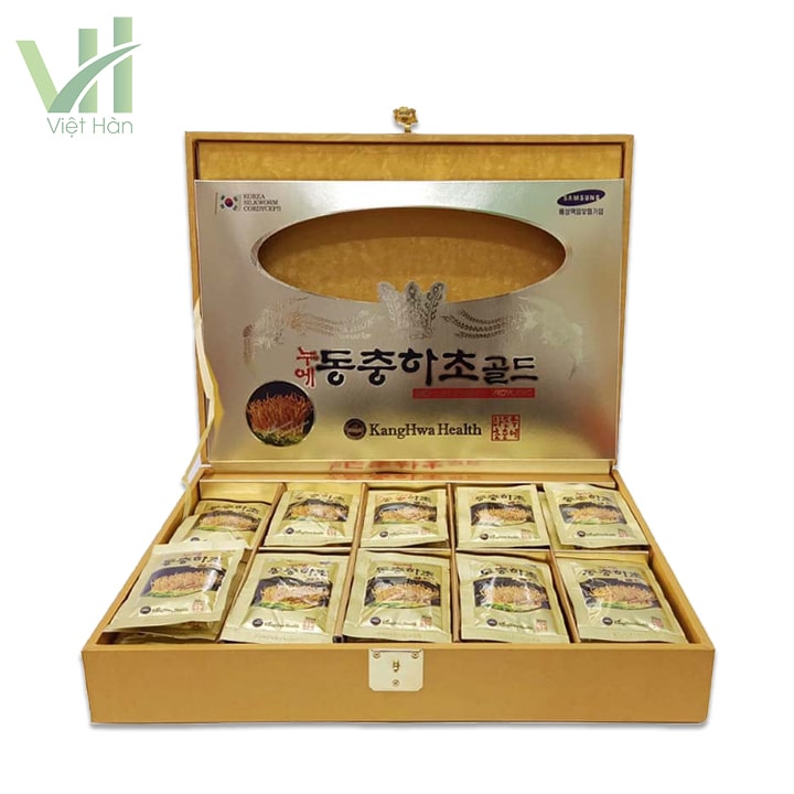 Sản phẩm nước đông trùng hạ thảo Hàn Quốc hộp vàng 60 gói Kwang Hwa