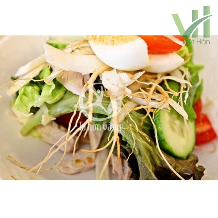 salad nhân sâm sẽ còn đem đến hương vị lạ miệng và kích thích đường tiêu hóa một cách tối ưu