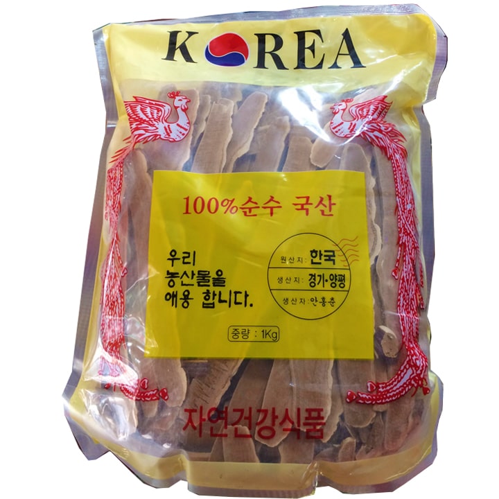 Mặt trước gói sản phẩm Nấm linh chi Hàn Quốc thái lát 1 kg - Nấm linh chi đỏ loại 1