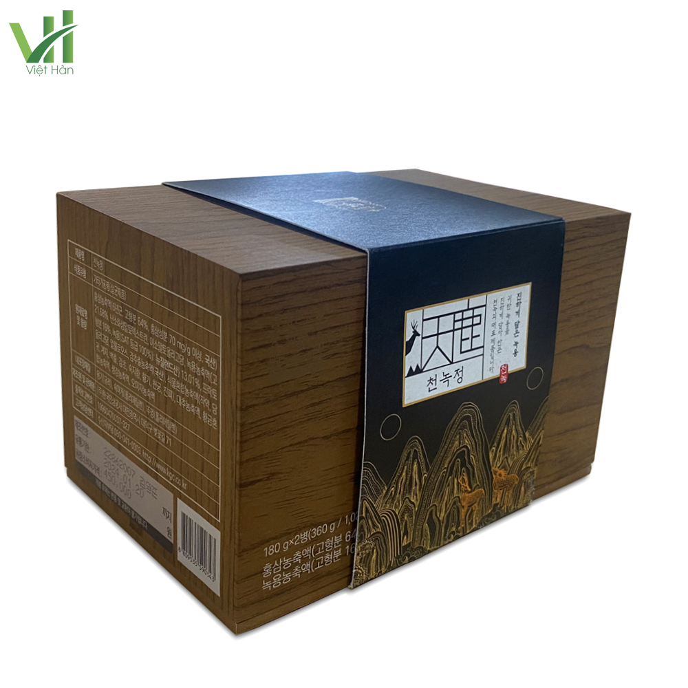 Hình ảnh: Bao quát bên ngoài về sản phẩm Cao Hồng Sâm Nhung Hươu KGC Cheon Nok hộp 2 lọ x 180gr